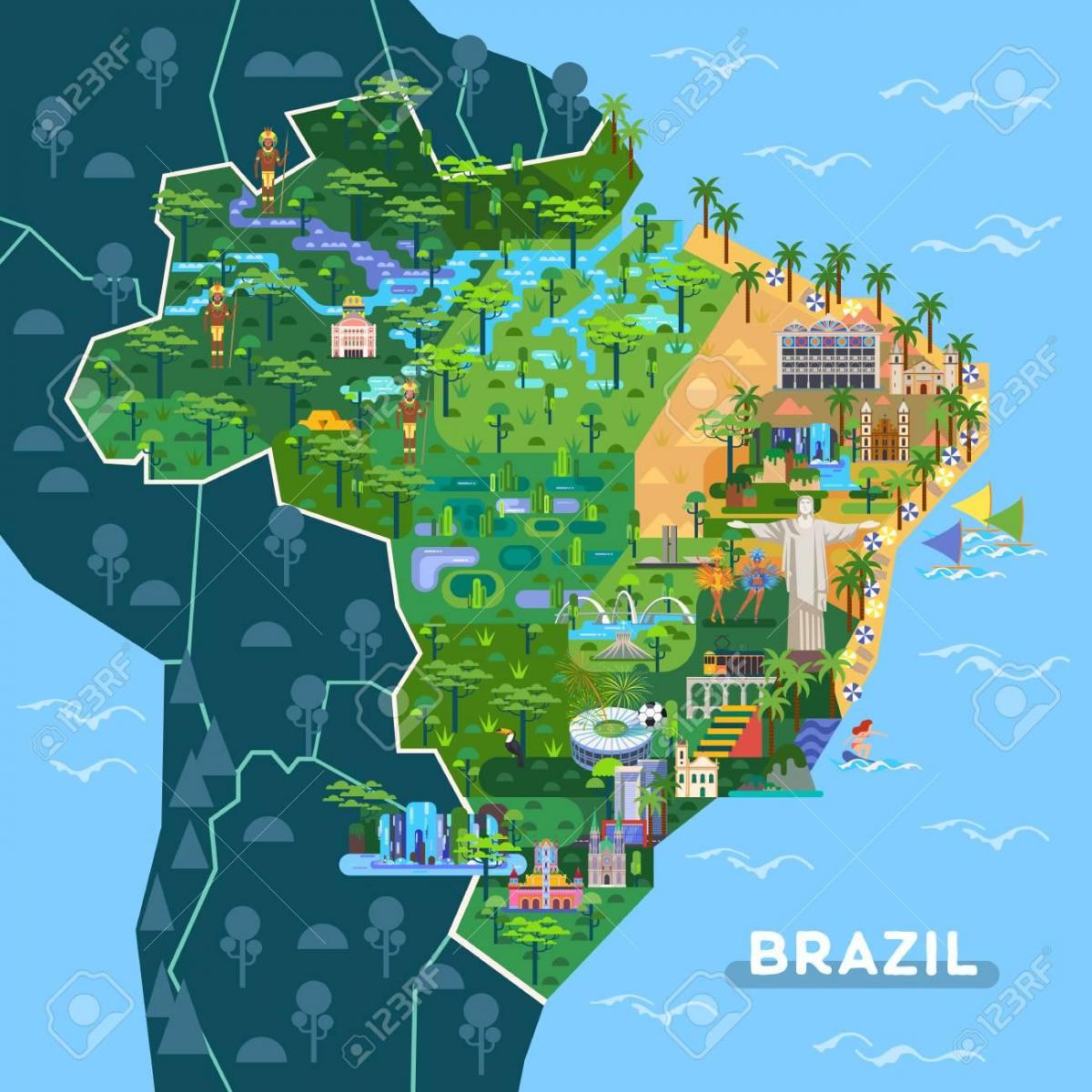 Mappa delle attrazioni turistiche di Brasile