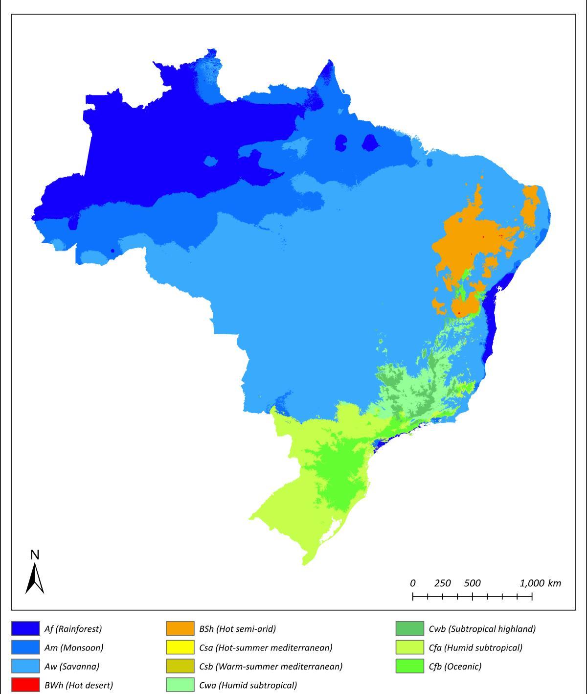 Mappa della temperatura del Brasile