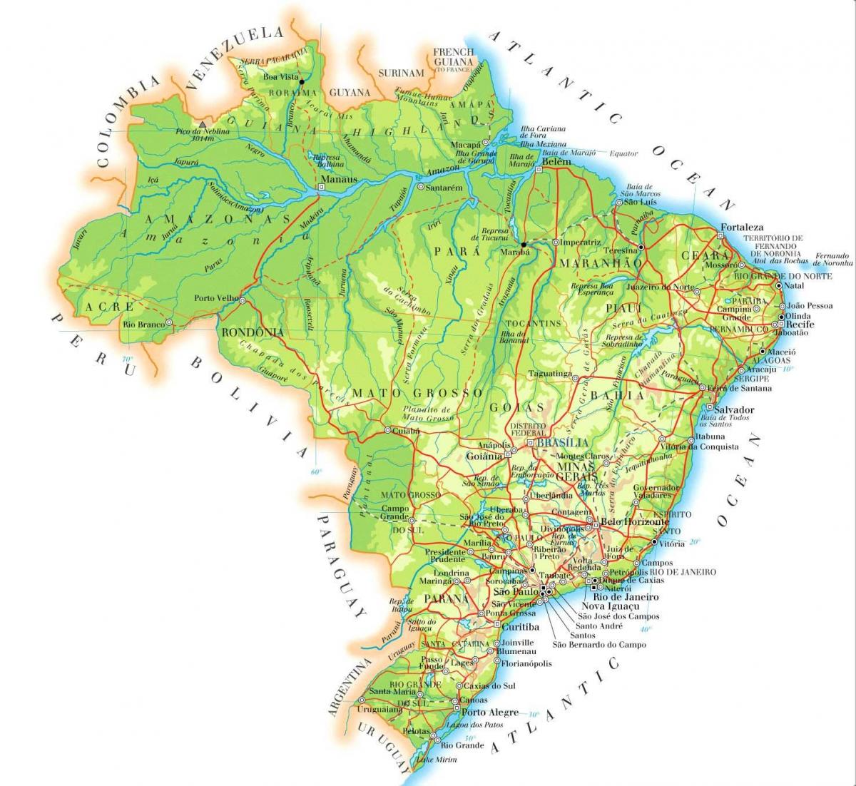 Mappa altimetrica del Brasile