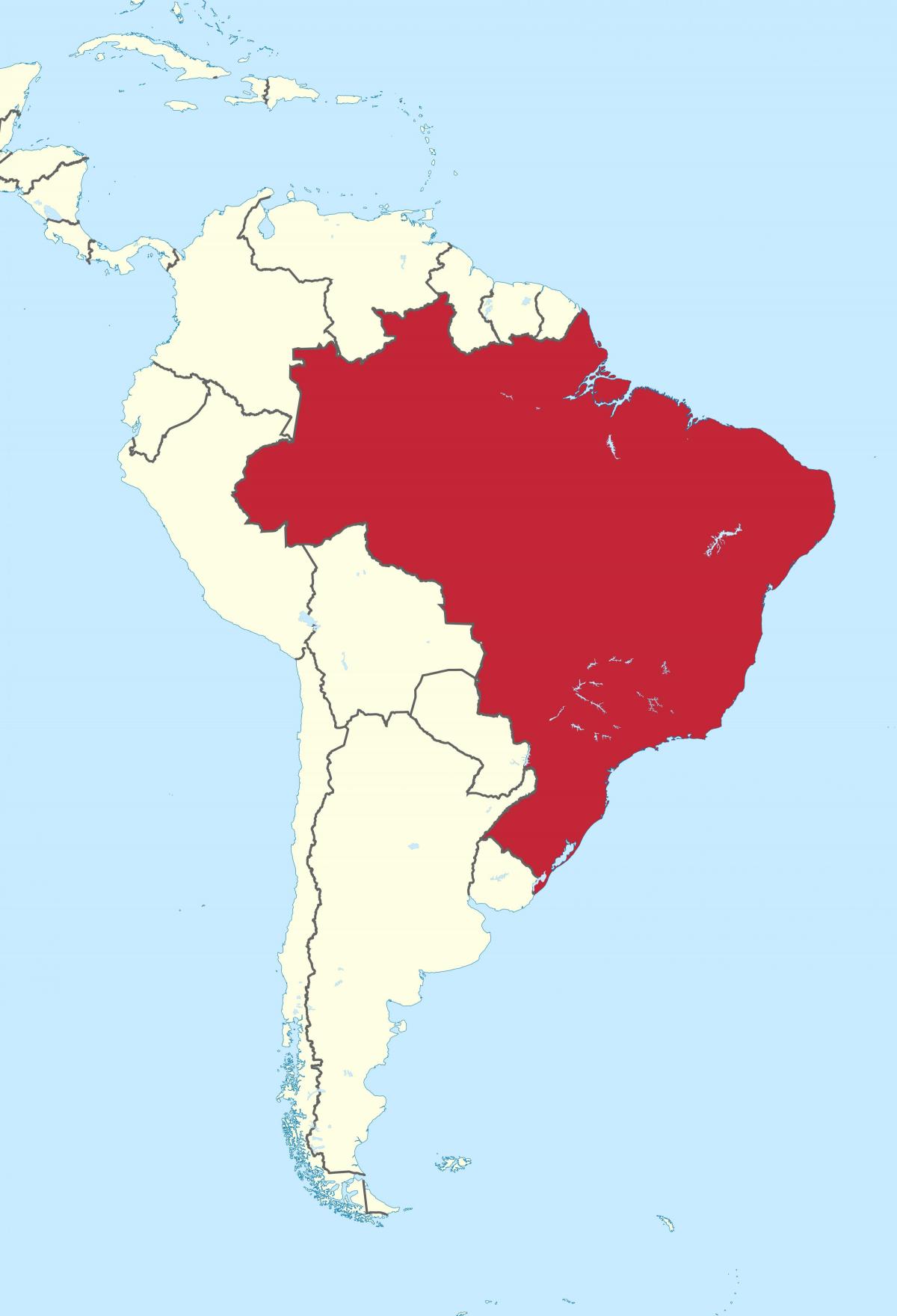 Posizione del Brasile sulla mappa delle Americhe
