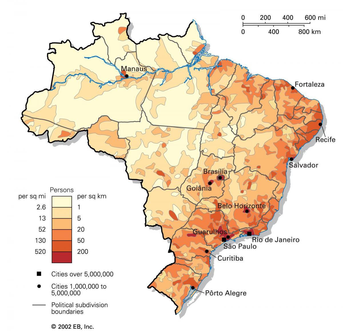 Mappa della densità del Brasile
