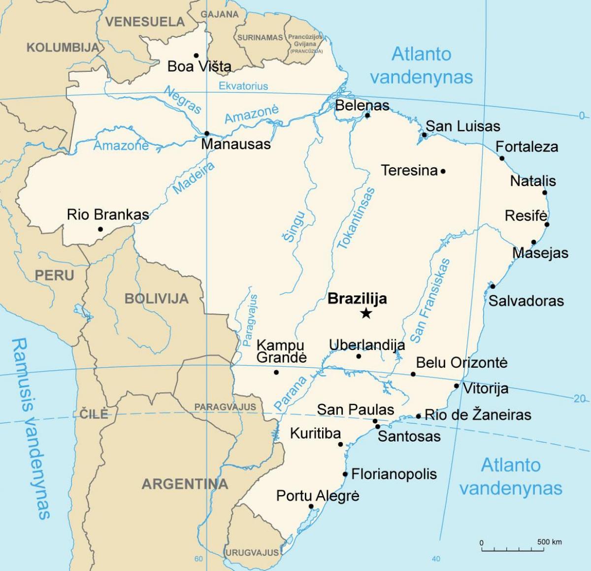 Mappa dei fiumi in Brasile