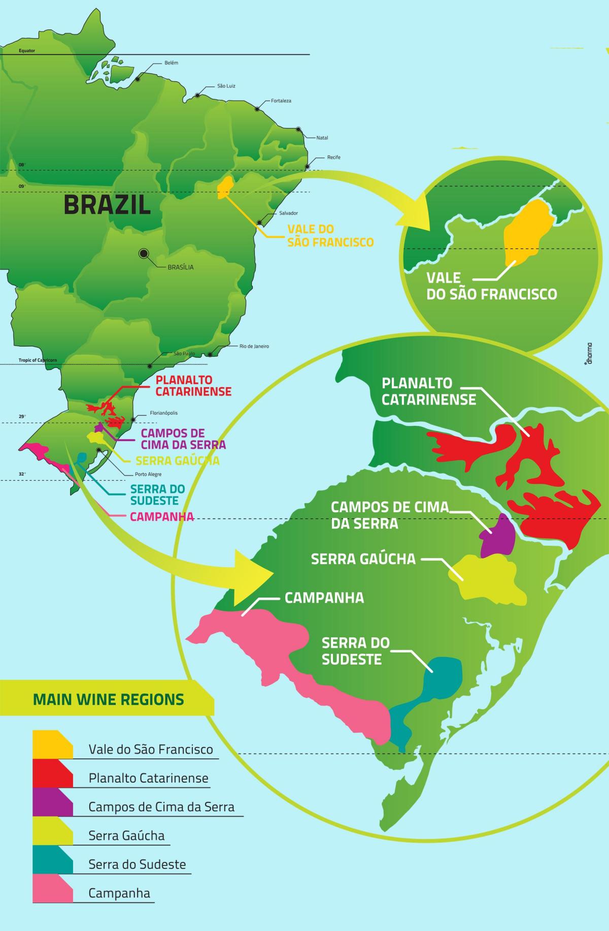 Mappa dei vigneti del Brasile